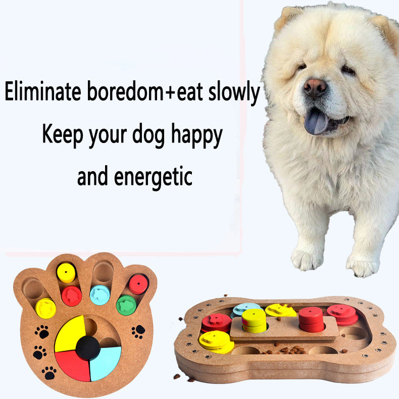 Pet Dog Puzzle Toy Bone Paw Print New Wooden Toy Feeding Multifunctional Pet Toy