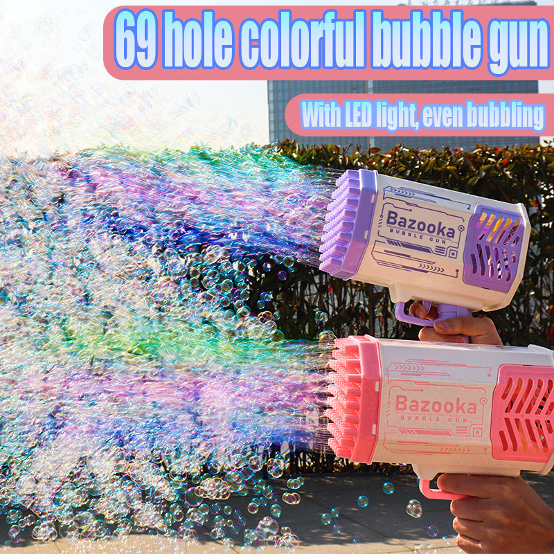 Bazooka 69-Hole Children's Hand-Held Bubble Gun Vibrato Booth Net Red Popular Children's Toy Girl