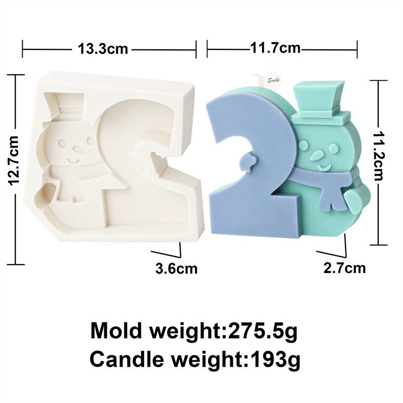 Silicone Fondant Christmas Number Candle Mold 0-9 Santa Claus Christmas Ball Elk Aromatherapy Children Puzzle