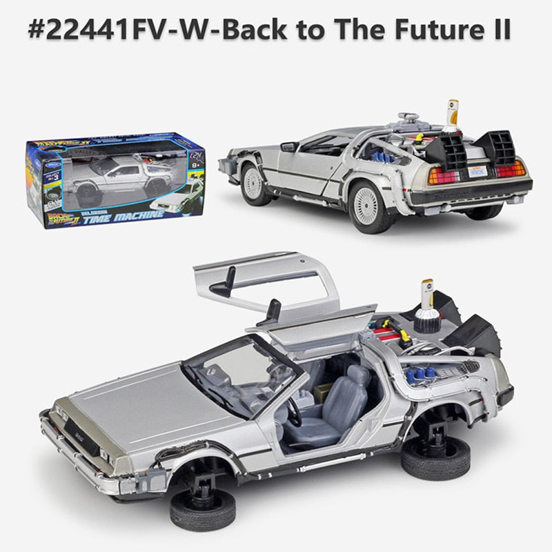 Welly 1:24 Diecast Alloy Model Car DMC-12 delorean back to the future Time Machine Metal Toy Car For Kid Toy Gift Collection