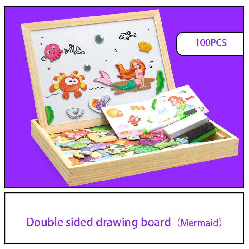 Young Children's Magnetic Animal Puzzle Music Drawing Board Three-Dimensional Puzzle Variety Writing Board Blackboard Educational Wooden Toys