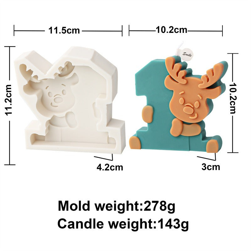 Silicone Fondant Christmas Number Candle Mold 0-9 Santa Claus Christmas Ball Elk Aromatherapy Children Puzzle