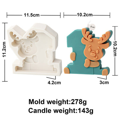 Silicone Fondant Christmas Number Candle Mold 0-9 Santa Claus Christmas Ball Elk Aromatherapy Children Puzzle