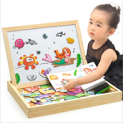 Young Children's Magnetic Animal Puzzle Music Drawing Board Three-Dimensional Puzzle Variety Writing Board Blackboard Educational Wooden Toys