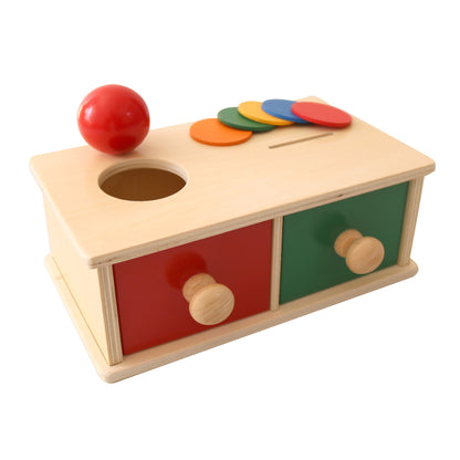 Children's wooden toys puzzle learning box gift coin drawer game