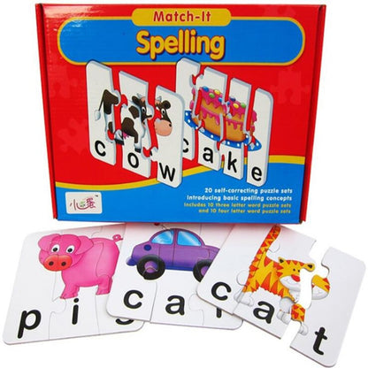 20pcs Educational Letters Words Spelling Toys for Children Paper Board Learning Puzzle Cards Kids Puzzle Toy