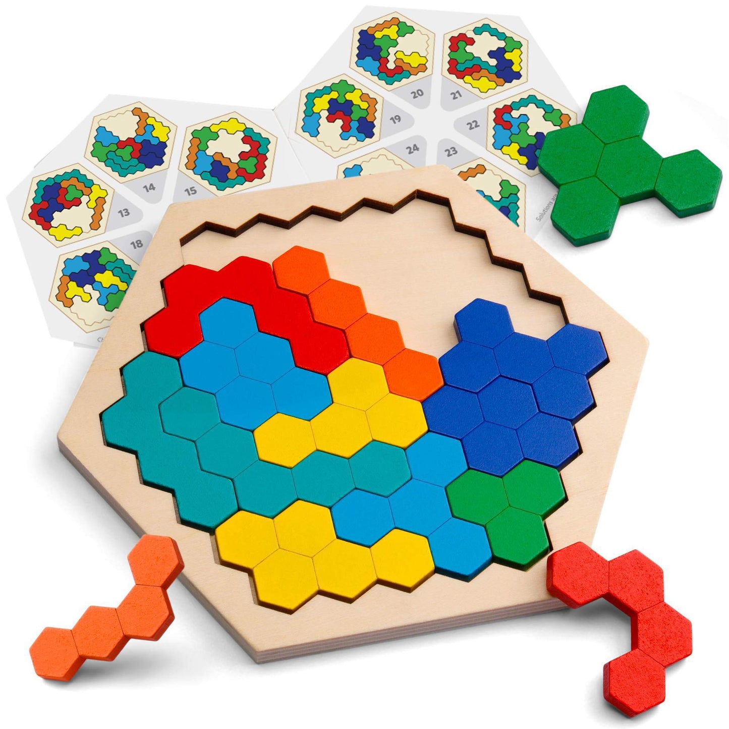 Wooden Toy Puzzle Board Honeycomb Kindergarten Pupils Hands-On Desktop Toy Wooden Puzzle