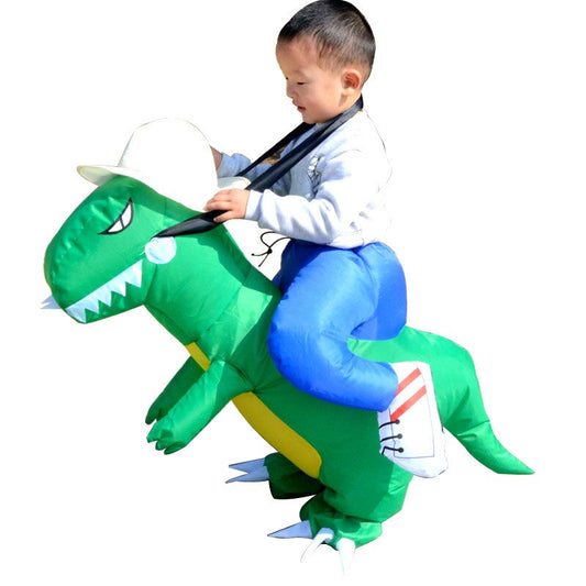 Hot Kids Adult Inflatable Funny Cute Cartoon Dinosaur Rider Festival Halloween Dress Party Costume