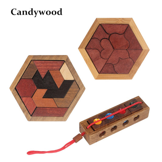 Funny Puzzles Wood Geometric Abnormity Shape Puzzle Wooden Toys Tangram/Jigsaw Board Kids Children Educational Toys for Boys