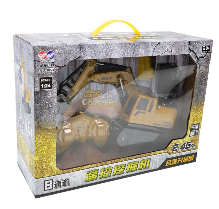 8CH Simulation RC excavator toys with Music and light Children's Boys RC truck toys gifts RC Engineering car tractor brinquedos