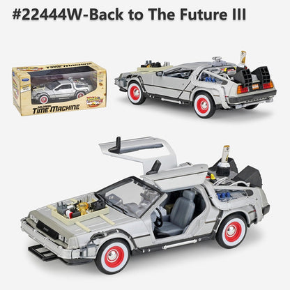 Welly 1:24 Diecast Alloy Model Car DMC-12 delorean back to the future Time Machine Metal Toy Car For Kid Toy Gift Collection