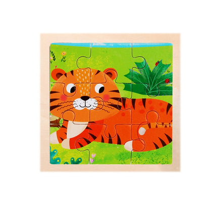 9 Pieces Of Wooden Children's Puzzle Toys Early Childhood Educational Cartoon Animal Transportation Cognitive Puzzle Board