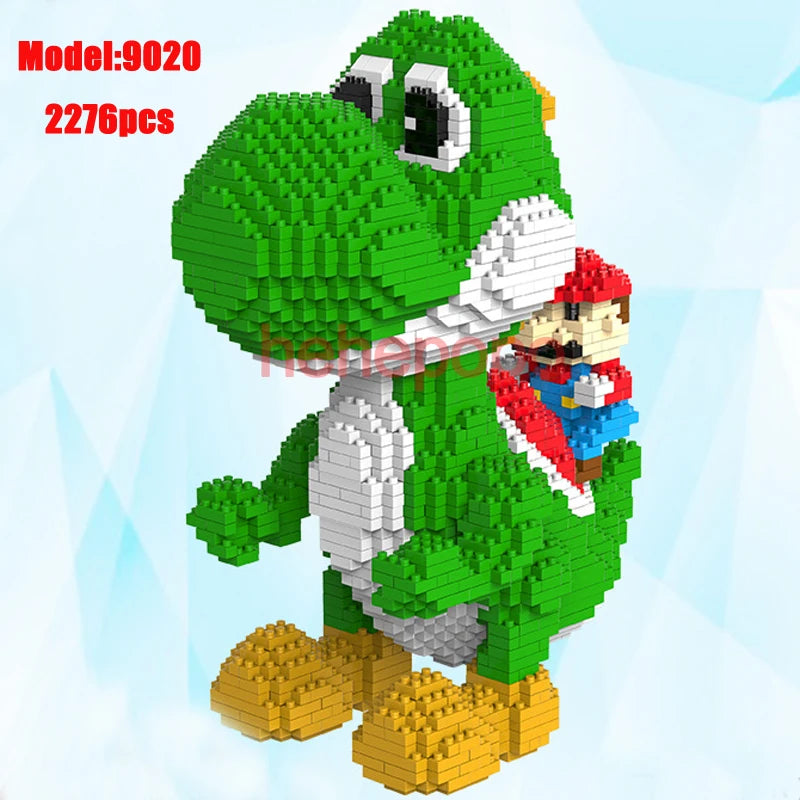 2000pcs 9020 Yoshi Mini Blocks Big Model Size Mario Blocks Anime DIY Micro Building Block Toys Auction Model Toy Kids Gifts