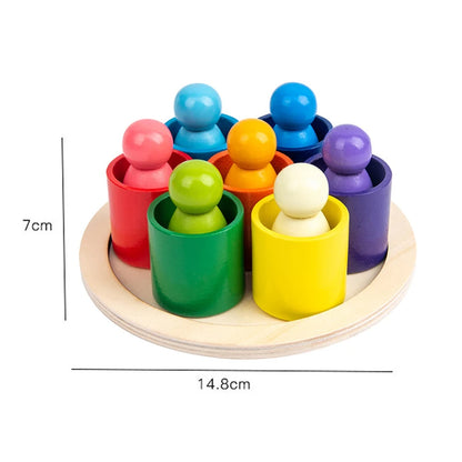 Rainbow Educational Wooden Toys Montessori Creative Building Blocks Wood Toys