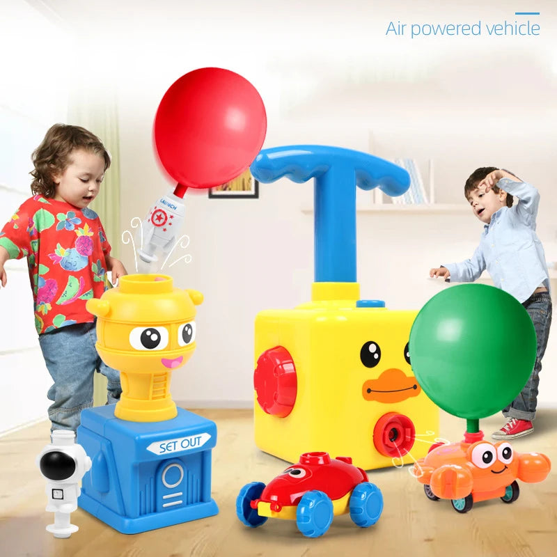 NEW Power Balloon Launch Tower Toys Puzzle  Air Power Balloon Car Science Experimen Toy