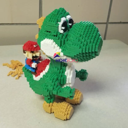 2000pcs 9020 Yoshi Mini Blocks Big Model Size Mario Blocks Anime DIY Micro Building Block Toys Auction Model Toy Kids Gifts