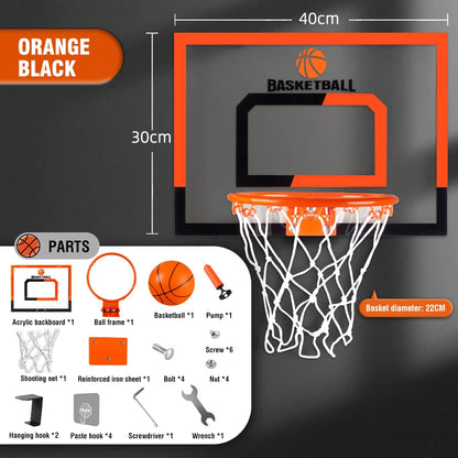 Wall mounted basketball hoop with electronic scoreboard