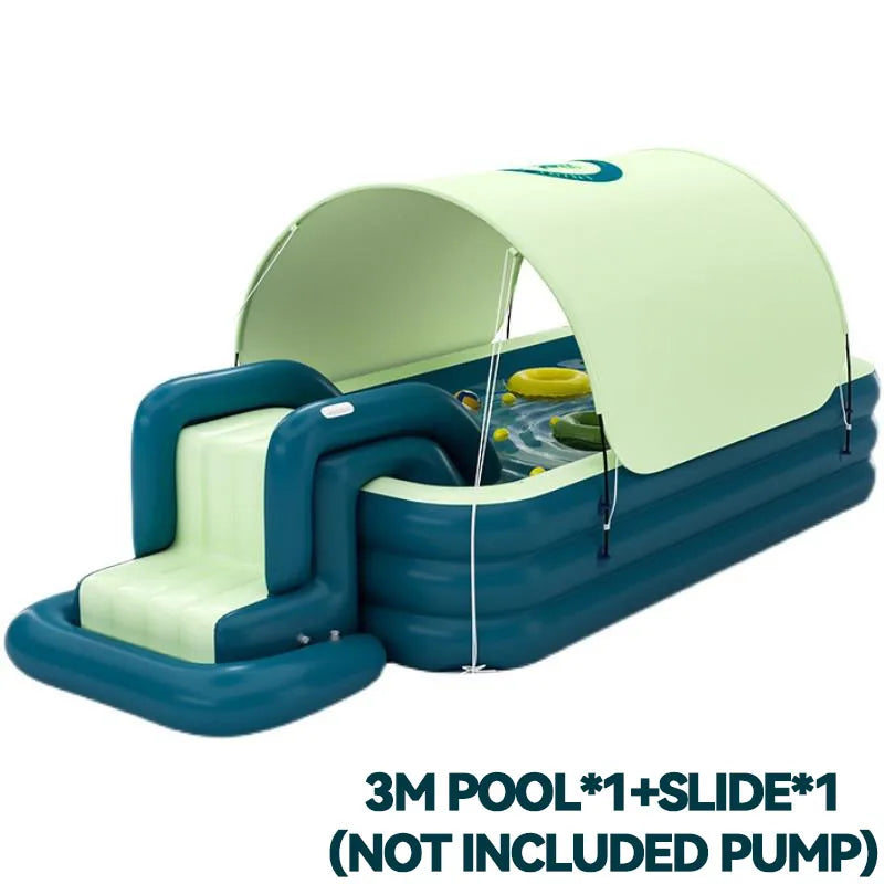 2.1/2.6/3M Inflatable Pool Large Pool With Slides Children's Pool With Tent