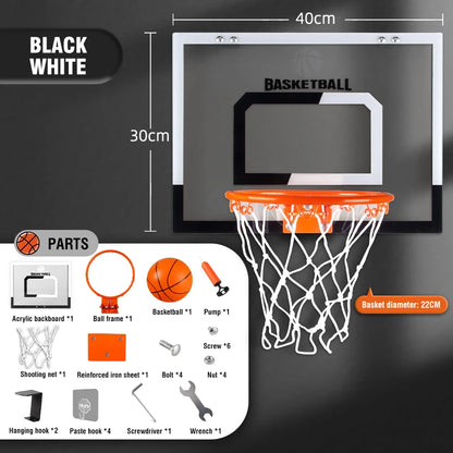 Wall mounted basketball hoop with electronic scoreboard