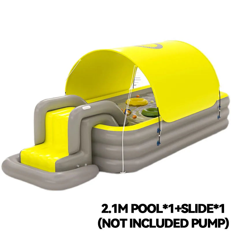 2.1/2.6/3M Inflatable Pool Large Pool With Slides Children's Pool With Tent