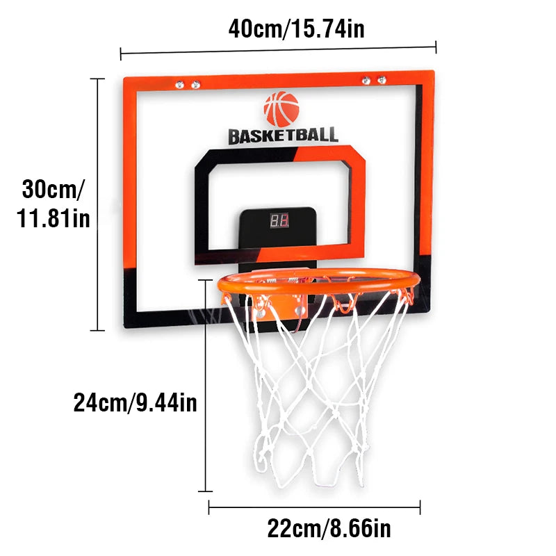 Wall mounted basketball hoop with electronic scoreboard