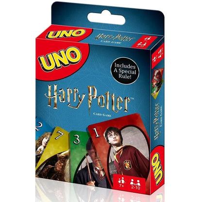 Game Uno with all versions: Pokemon, Paw Patrol, Super Mario, Minecraft, Harry Potter, Barbie, Minions, Star Wars, Avengers, Cars, Anime, and Frozen.