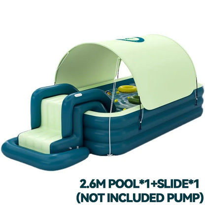 2.1/2.6/3M Inflatable Pool Large Pool With Slides Children's Pool With Tent