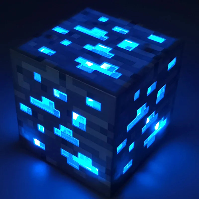 Night lights for children in the form of flasks with potions, cubes, and torches from the game Minecraft