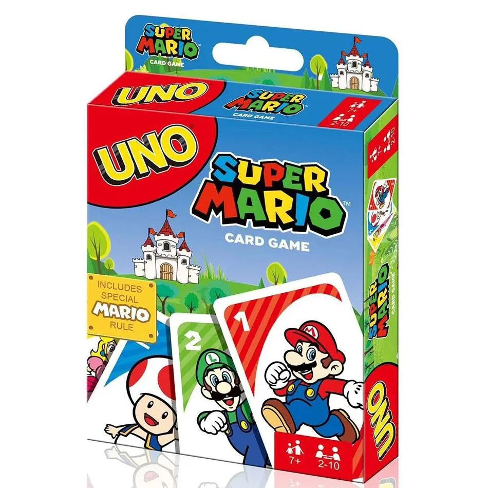 Game Uno with all versions: Pokemon, Paw Patrol, Super Mario, Minecraft, Harry Potter, Barbie, Minions, Star Wars, Avengers, Cars, Anime, and Frozen.