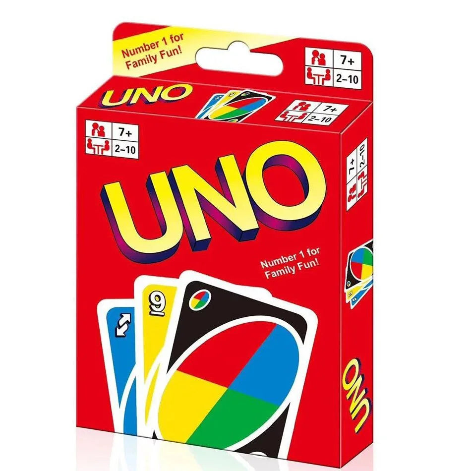 Game Uno with all versions: Pokemon, Paw Patrol, Super Mario, Minecraft, Harry Potter, Barbie, Minions, Star Wars, Avengers, Cars, Anime, and Frozen.