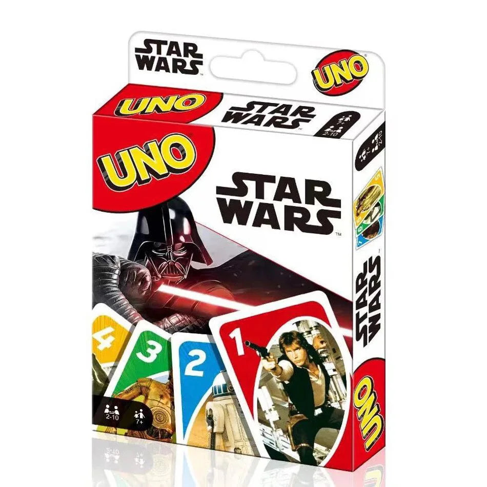 Game Uno with all versions: Pokemon, Paw Patrol, Super Mario, Minecraft, Harry Potter, Barbie, Minions, Star Wars, Avengers, Cars, Anime, and Frozen.