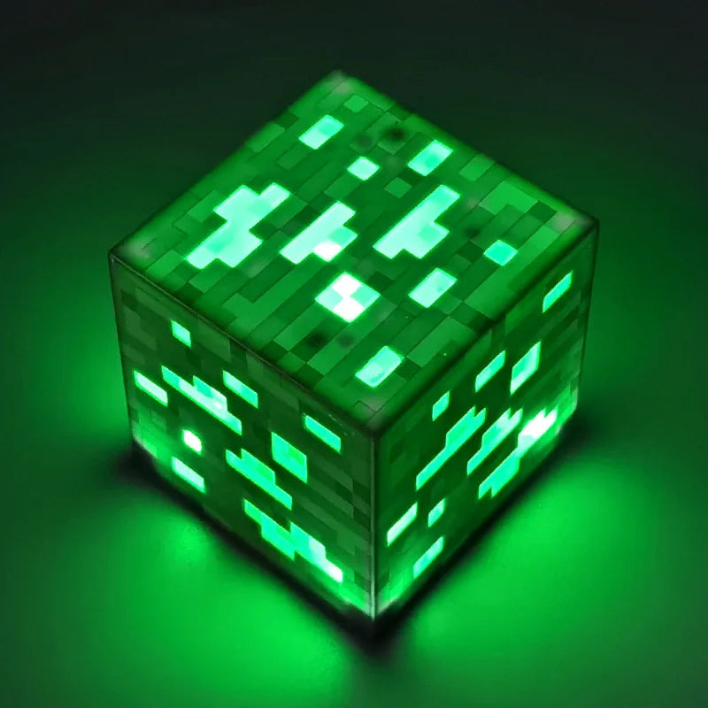 Night lights for children in the form of flasks with potions, cubes, and torches from the game Minecraft