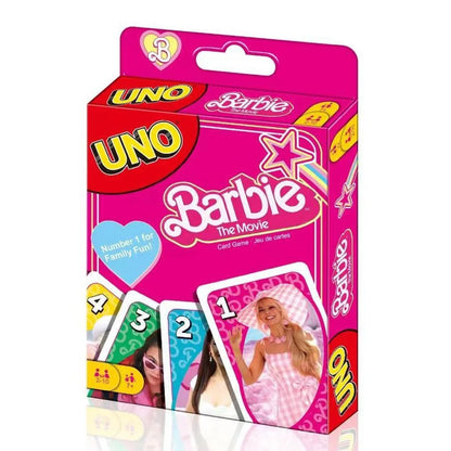 Game Uno with all versions: Pokemon, Paw Patrol, Super Mario, Minecraft, Harry Potter, Barbie, Minions, Star Wars, Avengers, Cars, Anime, and Frozen.