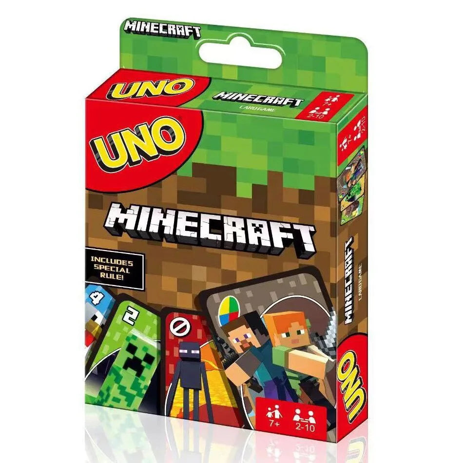 Game Uno with all versions: Pokemon, Paw Patrol, Super Mario, Minecraft, Harry Potter, Barbie, Minions, Star Wars, Avengers, Cars, Anime, and Frozen.